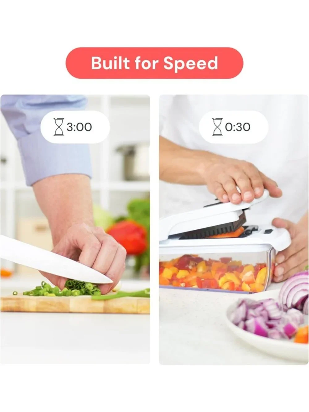 4-in-1 Vegetable Chopper & Spiralizer | Sharp Stainless Steel Slicer & Cutter